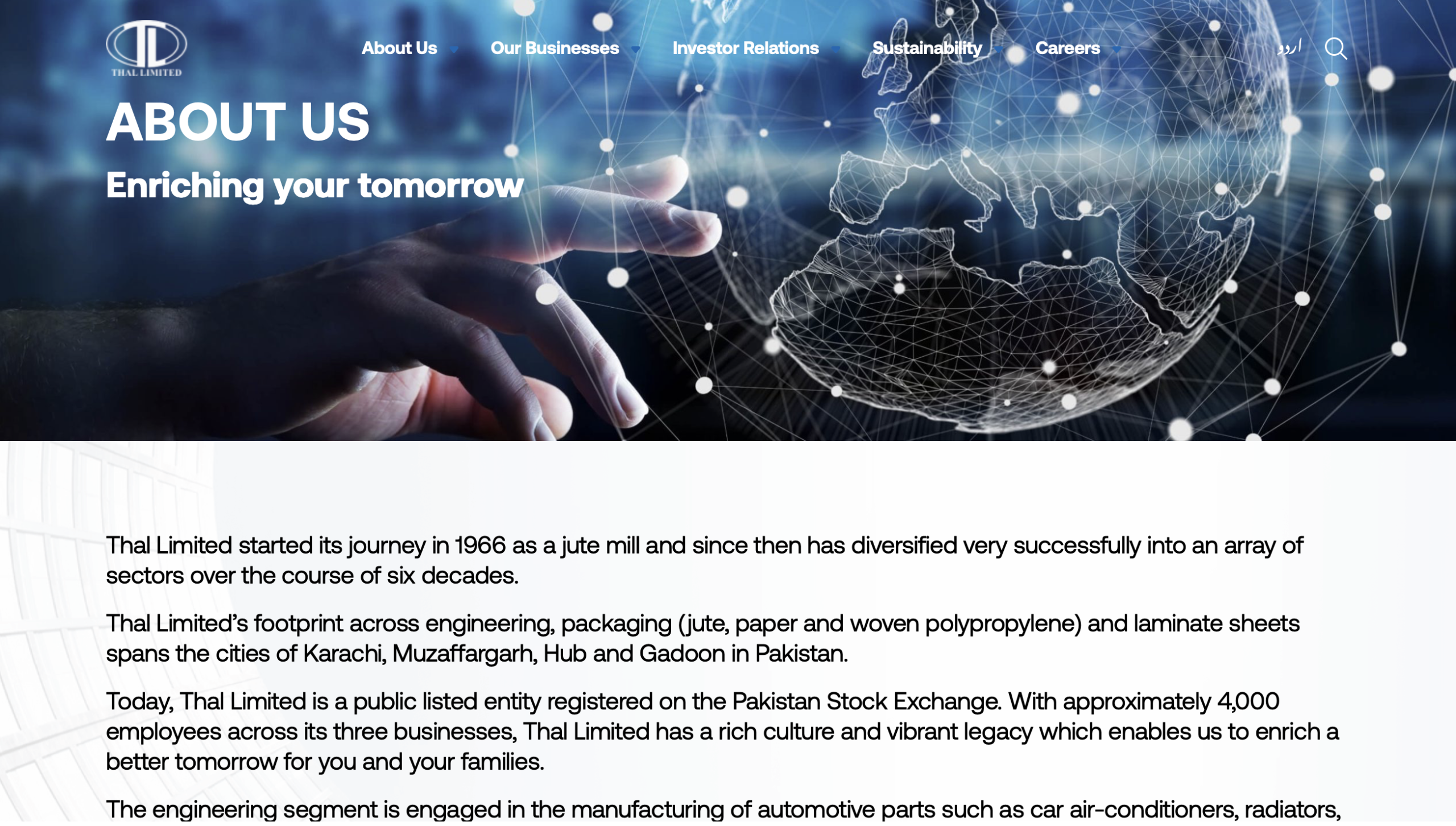 Thal Limited Website
